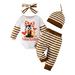 AMILIEe Baby Thanksgiving Outfit: Rompers Pants Beanie Hat and Headband