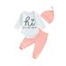 Bagilaanoe 3pcs Newborn Baby Boy Girl Pants Set Long Sleeve Romper Tops + Leggings + Beanie Hat 3M 6M 9M 12M 18M Infant Casual Clothes