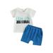 TheFound 2Pcs Baby Boy Summer Outfits Letter Tops + Shorts Set Toddler Clothes