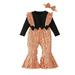 ZRBYWB Girl Romper Long Sleeve Ribbed Patchwork Dot Print Romper Bell Bottoms Jumpsuit Clothes Fall Winter Clothes