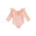 Baby Girls Romper Long Sleeve Off-shoulder Ruffled Tasseled Bodysuit