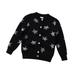 ASFGIMUJ Boys Sweater Baby Girls Boys Autumn Winter Knit Sweater Star Print Long Sleeve Coat Cardigan Clothes Knitted Cardigan Black 4 Years-5 Years