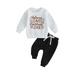 Huakaishijie Baby Boy Halloween Outfits Letter Print Sweatshirt and Elastic Pants