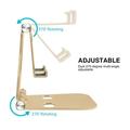 Foldable Cell Stand Stability Multi- Angle Adjustment Stand Holder with Charging Hole Aluminum Alloy Non- Silicone Holder ( Golden )