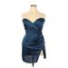 TOBI Cocktail Dress - Party Open Neckline Sleeveless: Blue Print Dresses - Women's Size X-Large