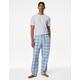 M&S Mens Pure Cotton Checked Pyjama Set - Blue Mix, Blue Mix