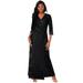 Plus Size Women's Pullover Wrap Knit Maxi Dress by The London Collection in Black Ivory Dot (Size 32 W)