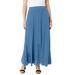 Plus Size Women's Ultrasmooth® Fabric Lace Maxi Skirt by Roaman's in Dusty Indigo (Size 30/32)