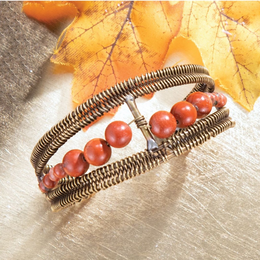 Anthropologie Jewelry | Evening Embers Red Jasper Cuff | Color: Red | Size: Os