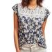 Anthropologie Tops | Anthro Top Postmark Shirt Embroidered Lace Flutter Linen Floral Blue White S | Color: Blue/White | Size: S