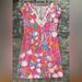 Lilly Pulitzer Dresses | Lilly Pulitzer Pink Floral Brewster Feeling Tanked Dress Size Xs | Color: Blue/Pink | Size: Xs