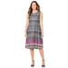 Plus Size Women's Promenade A-Line Dress by Catherines in Black Multi Geo Border (Size 4X)