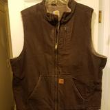 Carhartt Jackets & Coats | Carhartt Brown Sherpa Fleece Lined Work Vest Duck Canvas Rancher 2xl Tal | Color: Brown | Size: Xxl