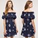 Anthropologie Dresses | Anthropologie Whit Two Lou Off-The-Shoulder Swing Dress Cotton Size M | Color: Blue/White | Size: M