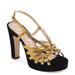 Gucci Shoes | Gucci Zephyra Crystal Gold Platform Strappy Sandal | Color: Black/Gold | Size: 6.5