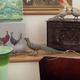 Vintage Tableware menu holder place setting silver peacock peahen