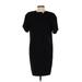 Liz Claiborne Casual Dress - Shift High Neck Short sleeves: Black Dresses - Women's Size 4 Petite