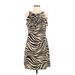 En Focus Studio Casual Dress - Mini Crew Neck Sleeveless: Tan Zebra Print Dresses - Women's Size 10