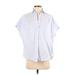 French Connection Short Sleeve Blouse: Silver Tops - Women's Size X-Small