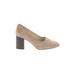 Louise Et Cie Heels: Pumps Chunky Heel Classic Tan Solid Shoes - Women's Size 7 1/2 - Almond Toe