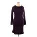 Tahari by ASL Casual Dress Crew Neck 3/4 sleeves: Purple Print Dresses - Women's Size X-Large