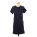 Gap Outlet Casual Dress - Mini Crew Neck Short sleeves: Blue Solid Dresses - Women's Size X-Small