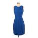 J.Crew Factory Store Casual Dress - Sheath Crew Neck Sleeveless: Blue Solid Dresses - Women's Size 0 Petite