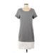 Theory Casual Dress - Shift Scoop Neck Short sleeves: Gray Marled Dresses - Women's Size Medium