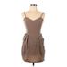 Divided by H&M Casual Dress - Mini V-Neck Sleeveless: Brown Print Dresses - Women's Size 8