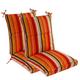 Makimoo Set of 2 Outdoor Dining Chair Cushions, Comfort Patio Garden Seating Cushions, 44 x21x4.5 inch, For Garden Furniture, Orange and Red Stripes