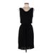 Ann Taylor Casual Dress Cowl Neck Sleeveless: Black Solid Dresses - Women's Size 8 Petite