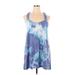 Roxy Casual Dress - Mini Scoop Neck Sleeveless: Blue Tie-dye Dresses - Women's Size X-Large