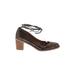 Miss Albright Heels: Pumps Chunky Heel Bohemian Brown Solid Shoes - Women's Size 8 - Round Toe