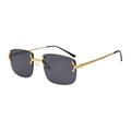 HCHES rimless sunglasses square men vintage sun glasses women accessories frame-less,gold with black,one size