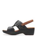 Clarks Women's Tuleah Sun Wedge Sandal, Black Leather, 7