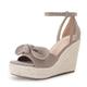 Rilista Womens Wedge Platform Sandals Cute Bowknot Open Toe Espadrille High Heels Buckle Ankle Strap Summer Shoes, Taupe, 9 UK