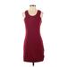 Max Studio Casual Dress - Sheath Scoop Neck Sleeveless: Burgundy Solid Dresses - Women's Size Small