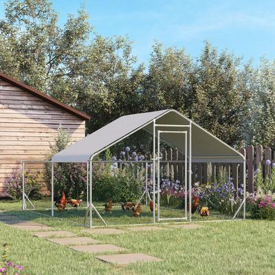 PawHut Large Chicken Coop Metal Chicken Run for Chickens with Waterproof and Anti-UV Cover