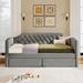 Grey Twin Size Upholstered Daybed With Drawers
