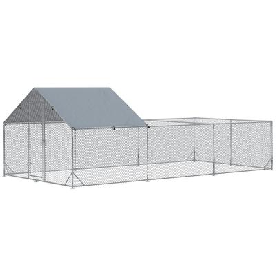 PawHut Large Chicken Coop Metal Chicken Run for Chickens with Waterproof and Anti-UV Cover