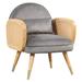 27.5''L Mid-Century Modern Upholstered Accent Chairs Armchair With Rattan Armrest And Metal Legs,Multi-scene Use