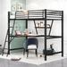 Twin Size Modern Style Metal MDF Loft Bed With Built-in Desk And Shelf,Kids Bedroom Set