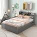 Grey Full Elegance Platform Bed With Trundle,Bookcase,Storage Headboard