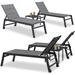 PURPLE LEAF Outdoor Chaise Lounge with Side Table and Wheels, All Weather Aluminum Reclining Chair