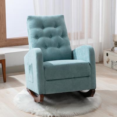 Mint Green Cotton Baby Room Rocking Chair Nursery Chair,Padded Seat