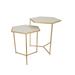 Plant Stand Table Set of 2, Metal Gold Frames, Hexagonal White Tabletops