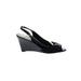 Ellen Tracy for Dillard's Wedges: Black Solid Shoes - Women's Size 7 1/2 - Peep Toe