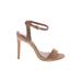 Steve Madden Heels: Strappy Stilleto Cocktail Party Tan Solid Shoes - Women's Size 6 1/2 - Open Toe