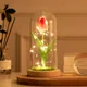 Fleurs tulipes artificielles en verre LED pour femme micro paysage rose éternelle fête de