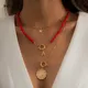 IngeSight.Z-Ensemble collier ras-de-cou perlé pour femmes 3 pièces bohème lettre sculptée pièce